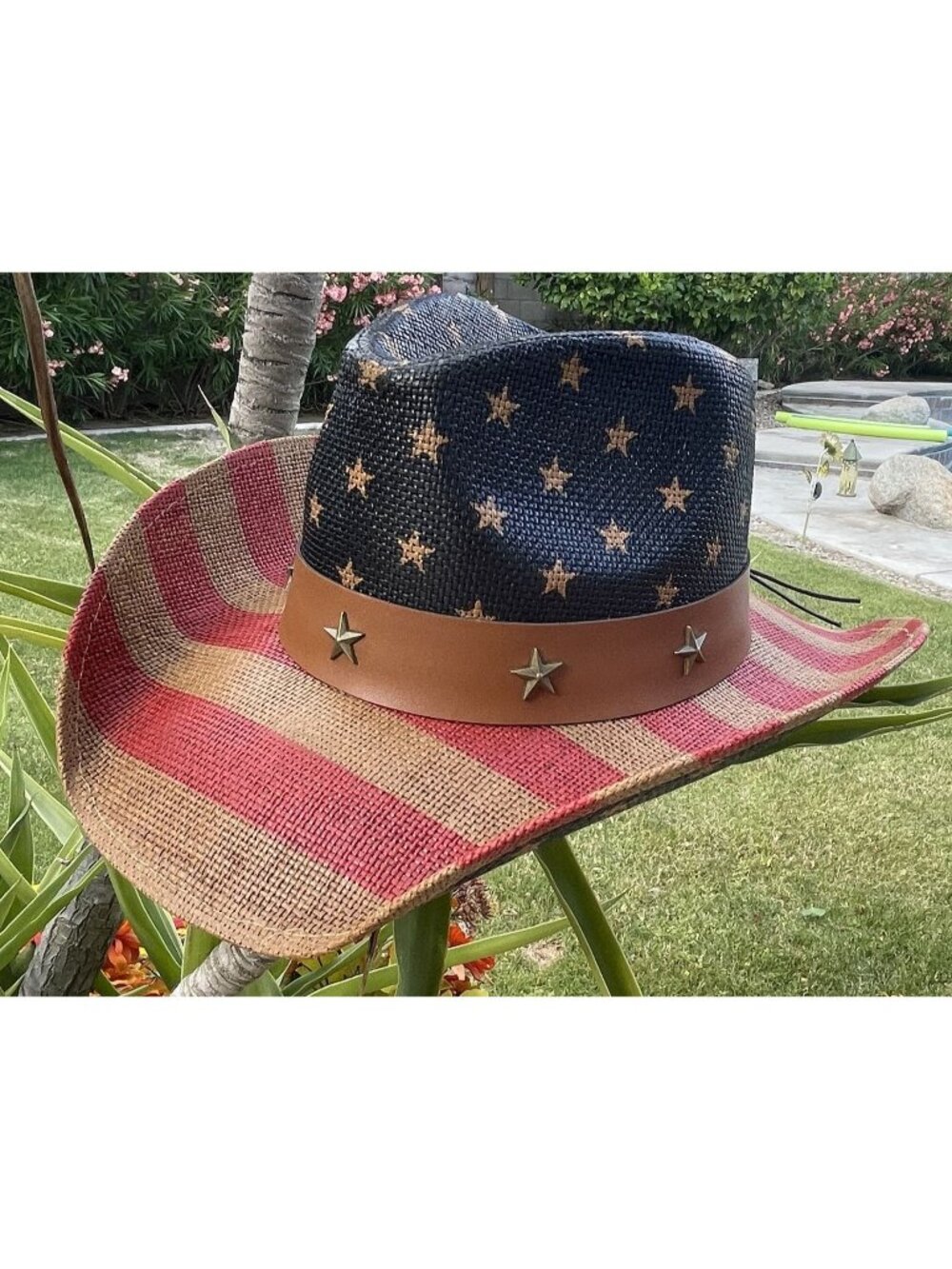 NEW Mirmaru Star Band Patriotic Star Studded Red White Blue Western Cowboy Hat